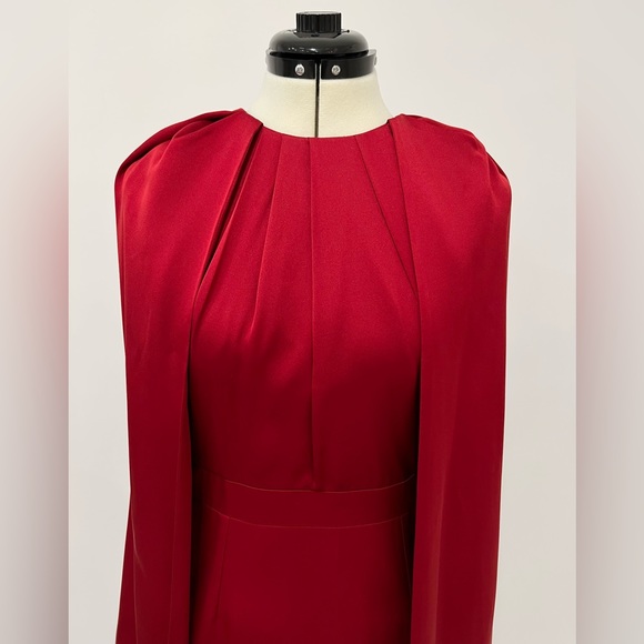 Alexander Mcqueen Burgundy Cape Effect Silk Mini Dress size:38(2-4)
